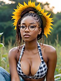 A 30 year old Nigerian woman in plaid attire stands smiling at Lekki Conservation Centre